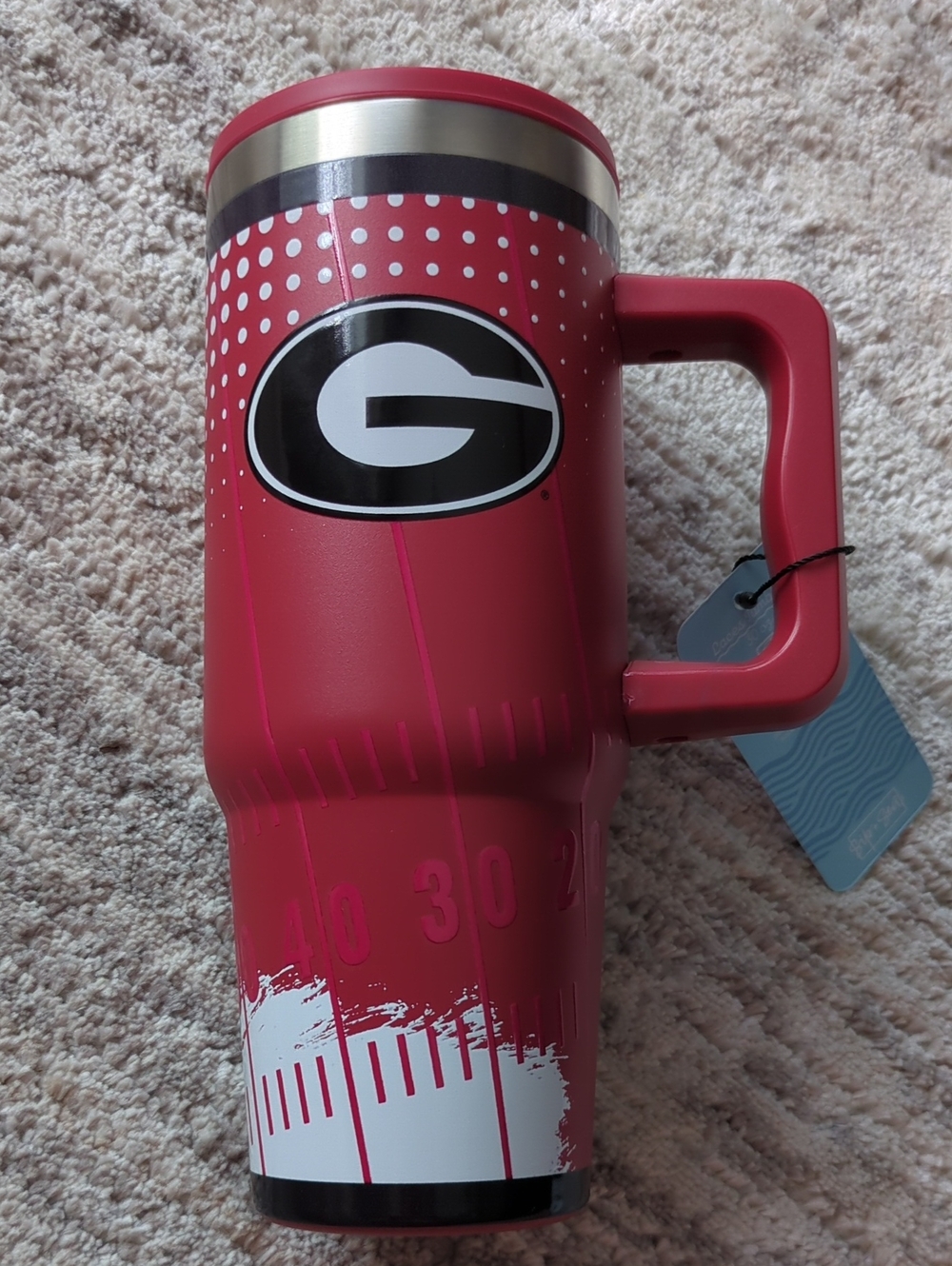 UGA Football Tumbler University of Georgia Red Travel Tumbler w/ Handle Flip Top